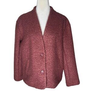 NWT Liz Claiborne Women's Mauve Two Button Faux Fur Coat Size Medium